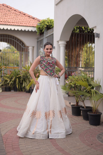 RangBhoomi Navratri Lehenga Choli Collection 2026 — Roman Fabric with Kutchi Embroidery