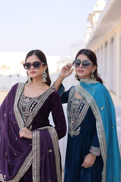 RangBhoomi Ready-to-Wear Velvet Top and Pant Set with Elegant Dupatta - Collection 2026