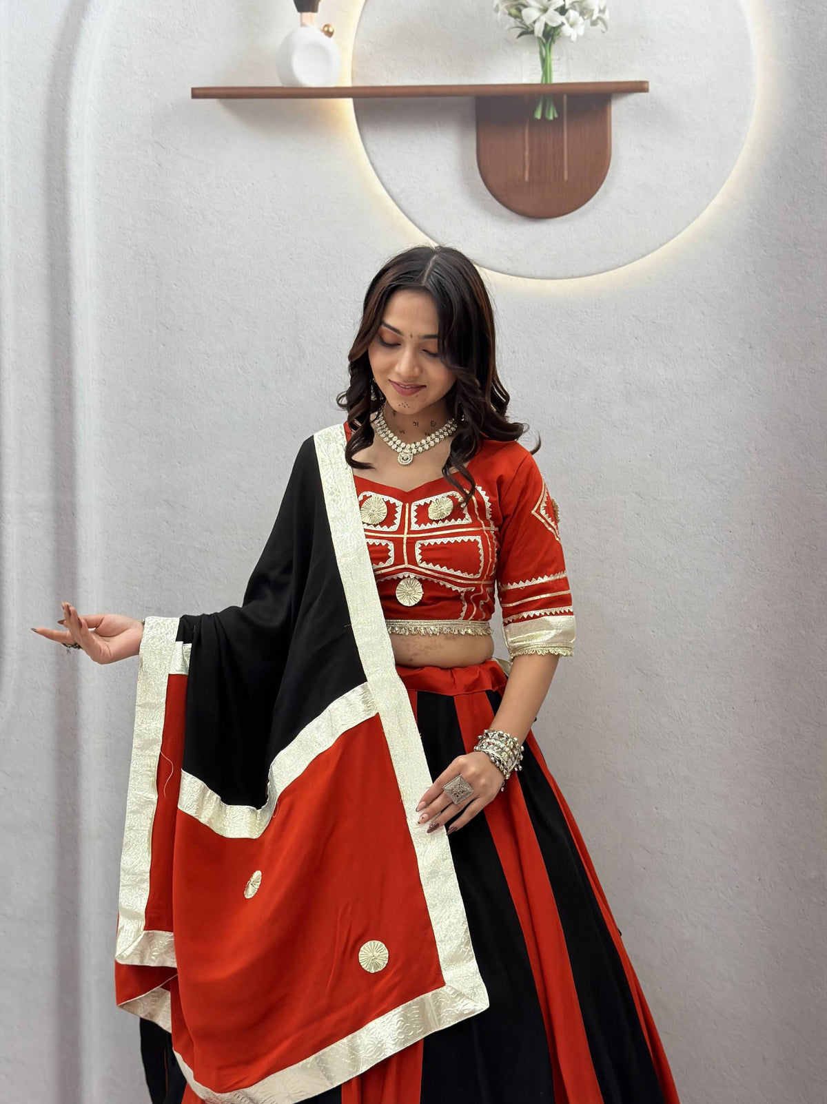 Navratri Special Pure Cotton Lehenga Choli with 6m Flair & Heavy Gota Patti - RangBhoomi