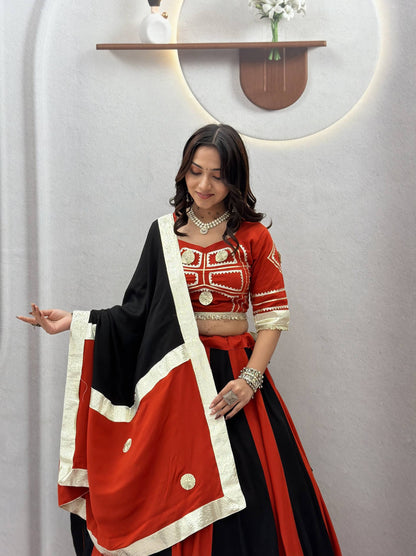 Navratri Special Pure Cotton Lehenga Choli with 6m Flair & Heavy Gota Patti - RangBhoomi