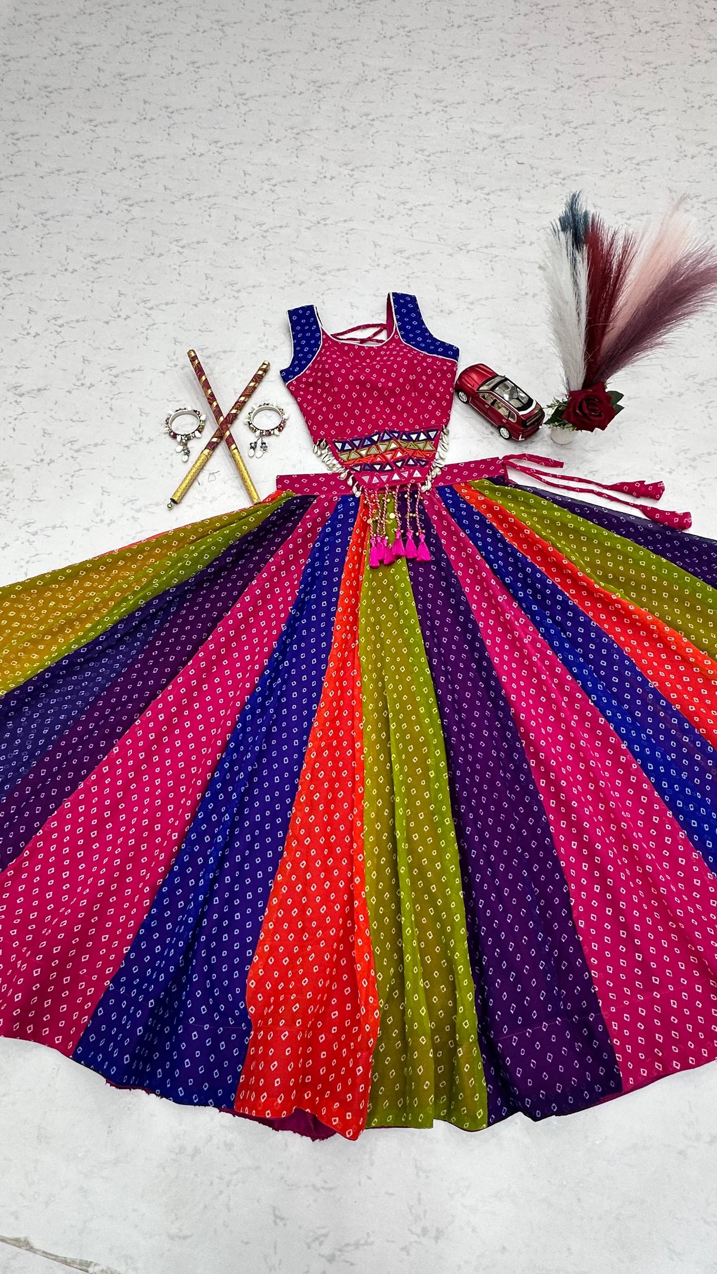 RangBhoomi Navratri Special Big Flair Lehenga Choli – Georgette & Cotton Blend