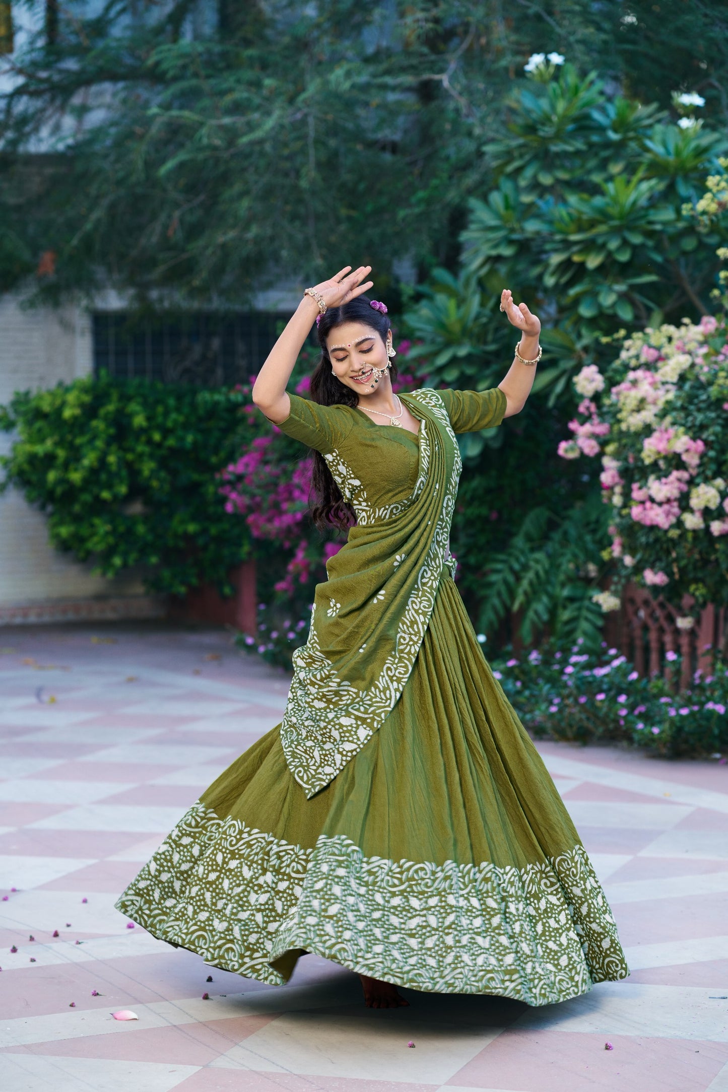 RangBhoomi Vrajshree Cotton Chanderi Lehenga Set — Festive Janmashtami Ensemble