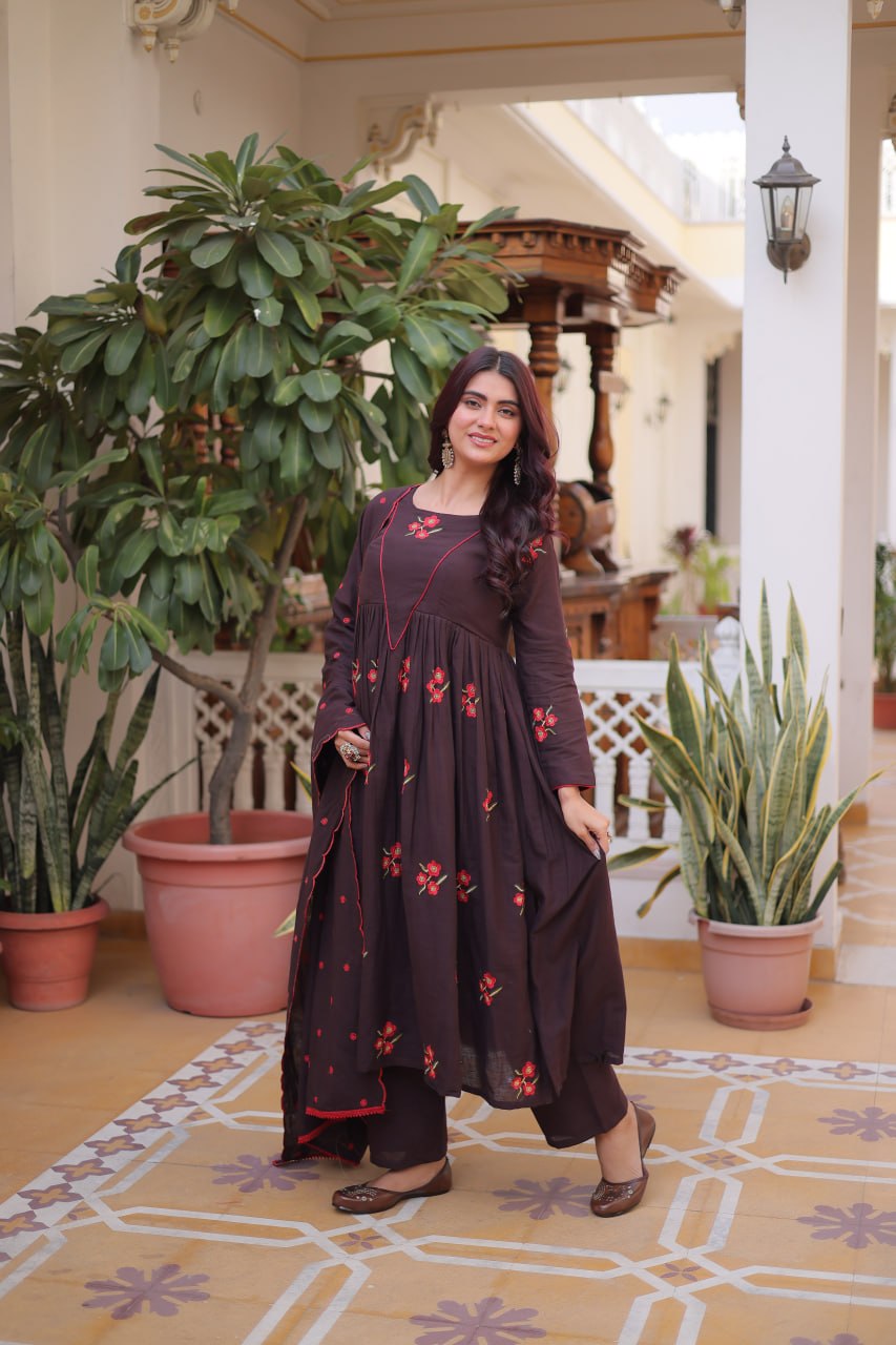 Premium Ready-to-Wear Kurti Set with Pant and Embroidered Dupatta – Comfortable Cotton Ensemble