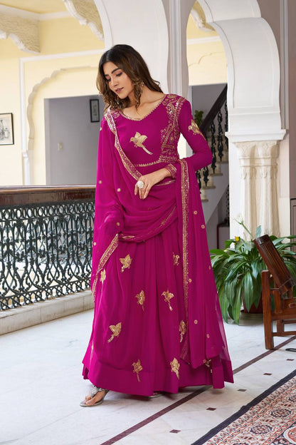 RangBhoomi Elegant Faux Georgette SP Series Gown Set with Thread and Sequin Detailing