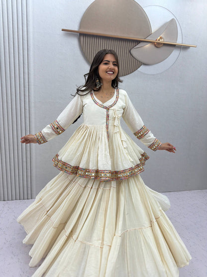 RangBhoomi Navratri Kediyu-Style Lehengacholi – Pure Cotton, 9m Flair, Fully Stitched