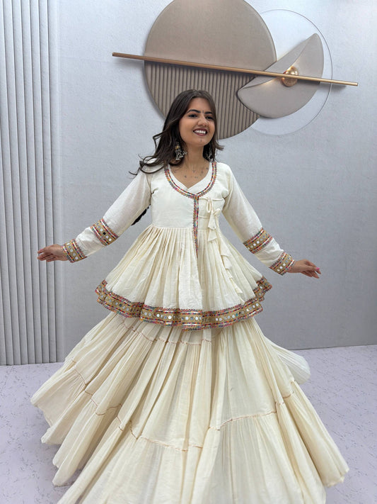 RangBhoomi Navratri Kediyu-Style Lehengacholi – Pure Cotton, 9m Flair, Fully Stitched
