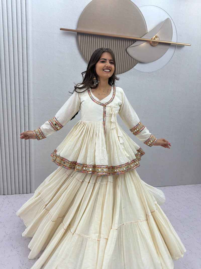 RangBhoomi Navratri Kediyu-Style Lehengacholi – Pure Cotton, 9m Flair, Fully Stitched