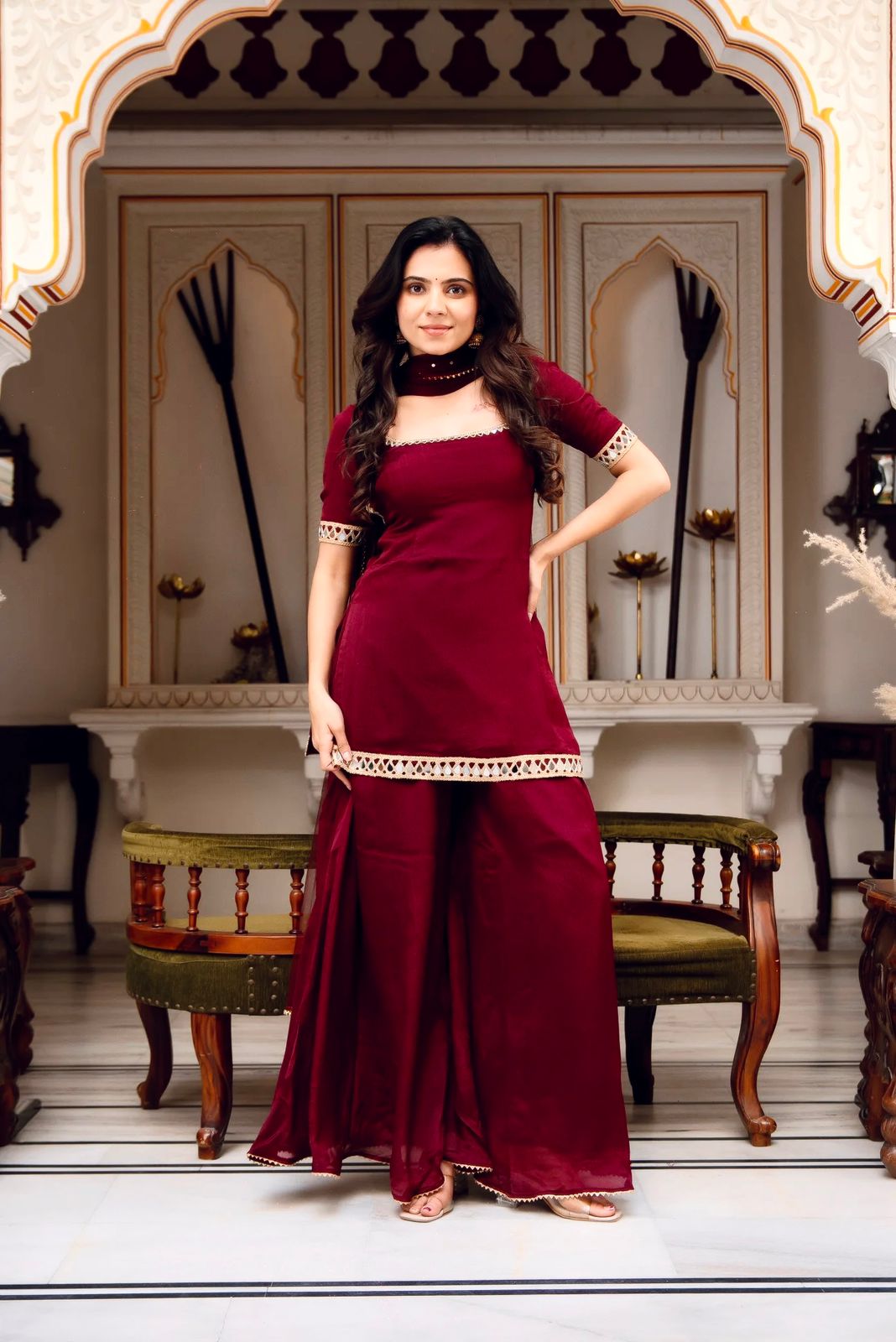 RangBhoomi Elegant Designer Heavy Faux Georgette Silk Top, Bottom, and Dupatta Set Fully Stitched and Ready to Wear