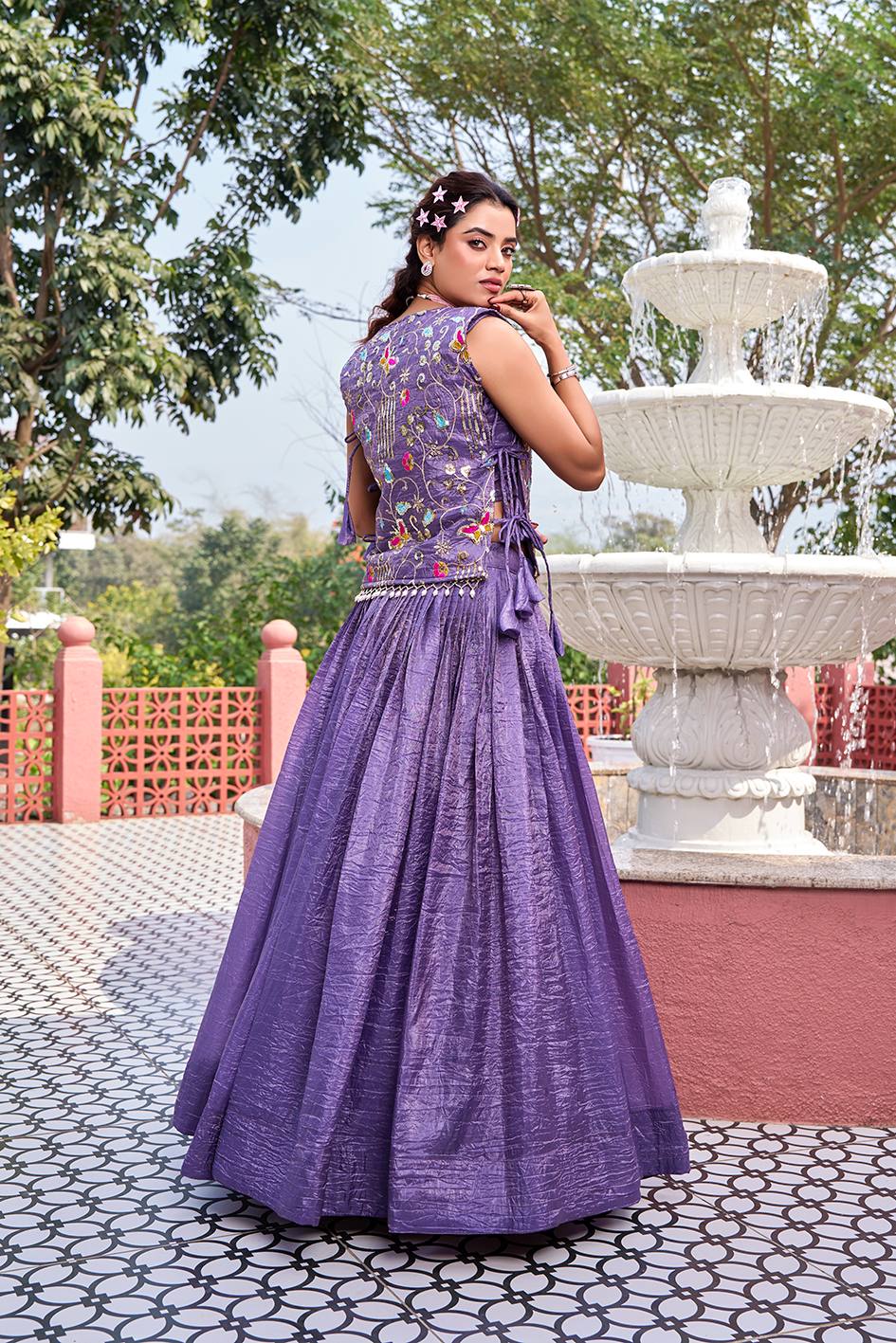 RangBhoomi Exquisite Wedding Lehenga Choli Set in Pure Gold Crush Fabric with Heavy Embroidery and Thread Work