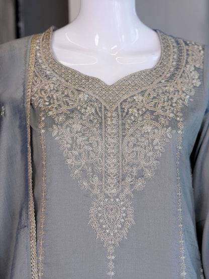 Designer Wear Festival Special Collection - Elegant Vichitra Embroidered Ensemble with Palazzo and Dupatta