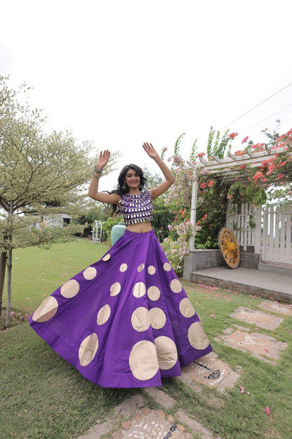 RangBhoomi Navratri Roman-Silk Lehenga Choli Set — Full-Stitched Festive Ensemble