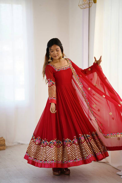 RangBhoomi Heavy Designer Party Gown with Embroidered Dupatta