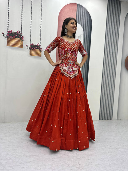Elegant Wedding Lehenga Choli Set in Luxurious Vichitra Silk with Intricate Embroidery and Sequins