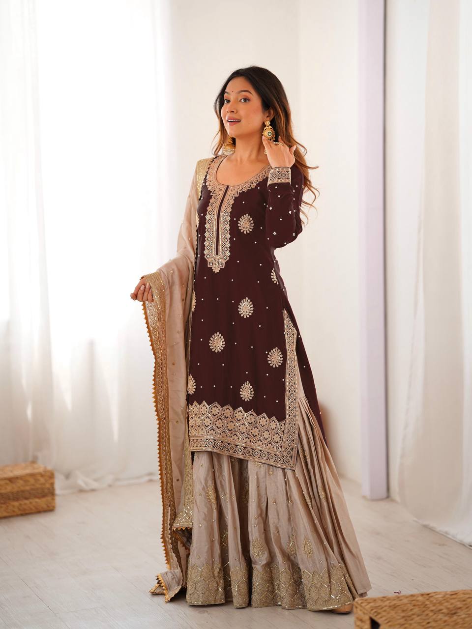 Introducing the New RangBhoomi SP Series: Elegant Chinon Silk Ensemble with Realistic Modeling