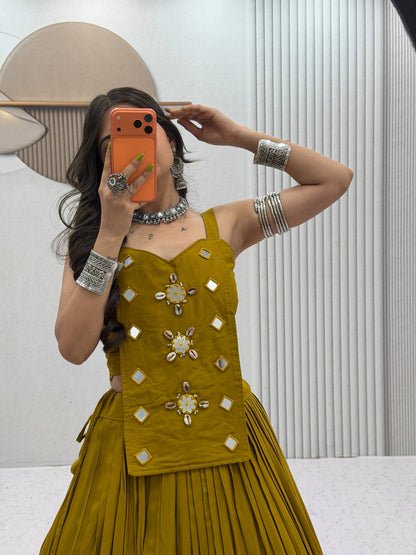 RangBhoomi Navratri Special Big Flair Lehenga Choli - Pure Cotton Handwork Mirror Embellished