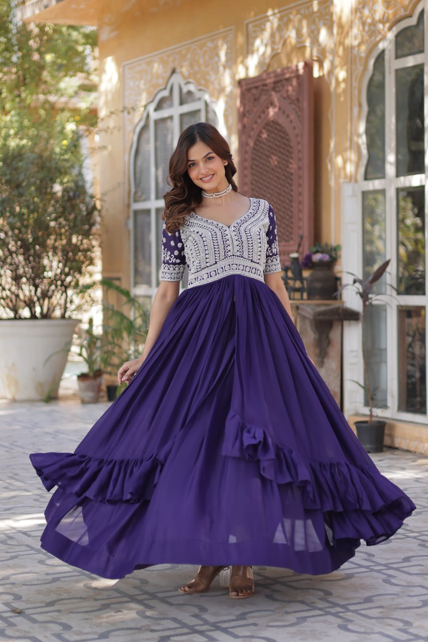 Readymade Lehenga with Embroidered Slit Kurti – Luxe Star Georgette