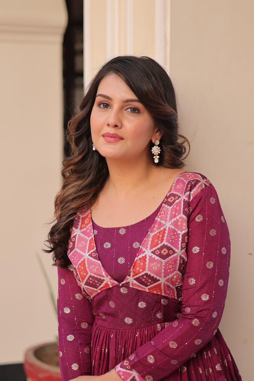 Position Print Choli Design Gown | Indian Ethnic Party Wear