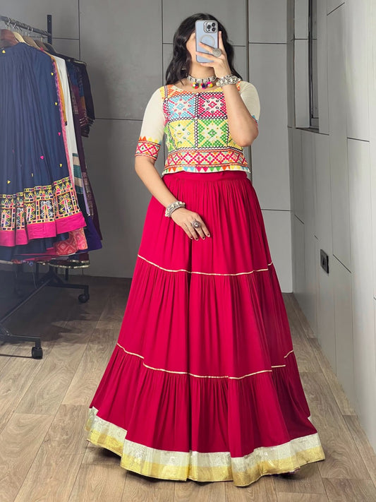 RangBhoomi Fuchsia Cotton Lehenga Choli — Festive Navratri Ready