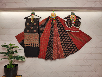 RB Ajrakh 2.0 Pure Cotton Handblock Lehenga Choli Set