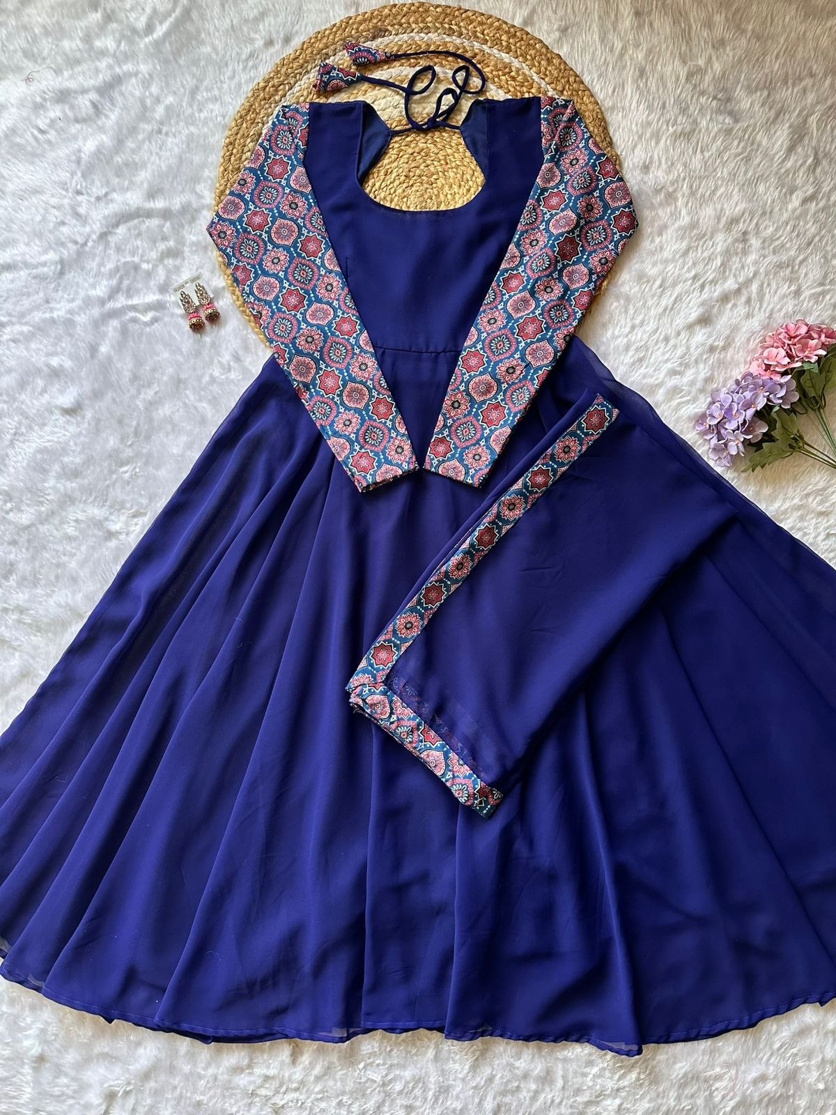 RangBhoomi Elegant 2-Color Anarkali Gown with Heavy Georgette and Pure Micro Cotton Inner – Multiple Sizes Available