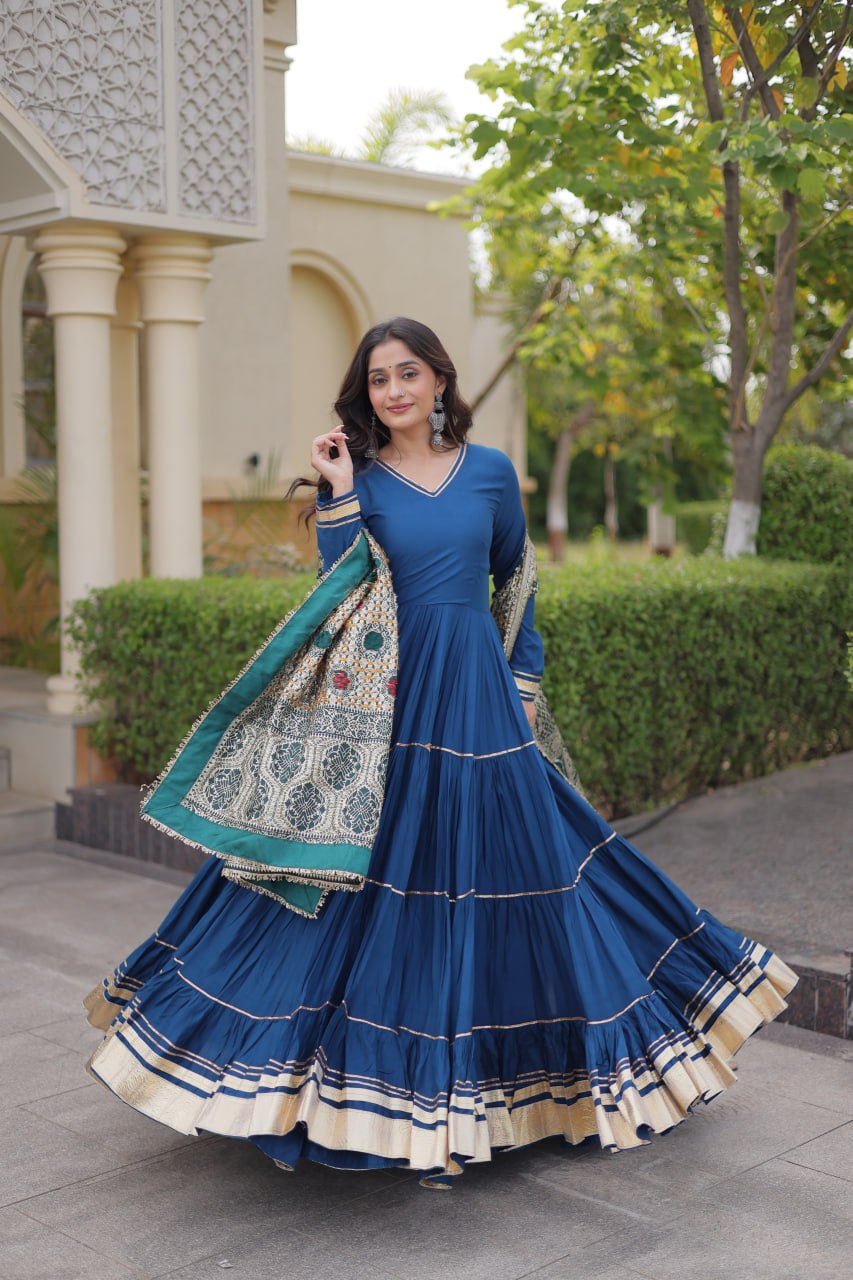 RangBhoomi Gown & Dupatta Collection 2026 — Premium Reyon Gown with Viscose Jacquard Dupatta