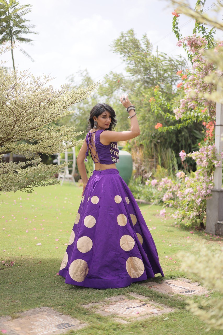 RangBhoomi Navratri Roman-Silk Lehenga Choli Set — Full-Stitched Festive Ensemble