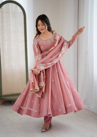 RangBhoomi Elegant Embroidered Sequence Designer Anarkali Three Piece Set