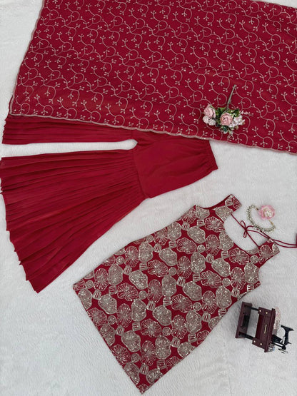 RangBhoomi 5000 Series - Premium 3-Piece Simmer Silk Sharara Set (Top, Sharara, Dupatta)