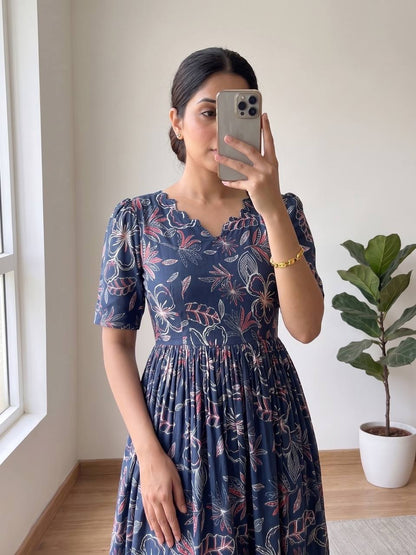 Elegant Soft Cotton Printed Midi Gown - Ultimate Summer Glamour and Comfort