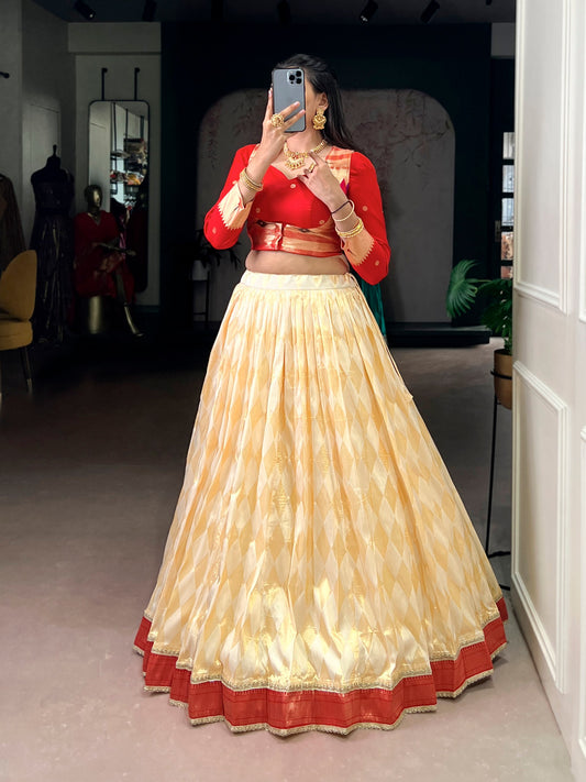 Paithani Duo: Elegant Two-Piece Jacquard Silk Co-Ord Set with Intricate Zari Weaving