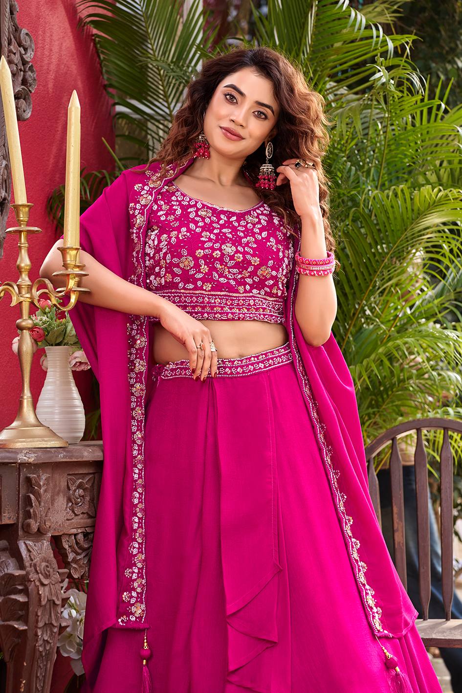 Exclusive New Wedding Lehenga Choli Set in Pure Vichitra Silk with Elegant Heavy Embroidery and Complete Stitching