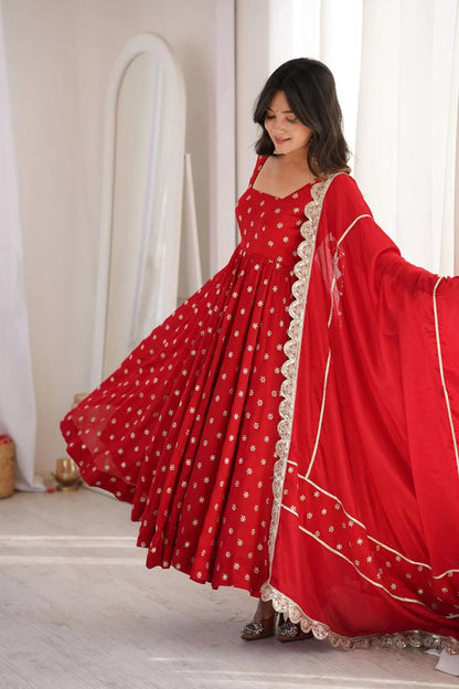 RangBhoomi Rakhi Special New Anarkali Suit - Heavy Chinon Silk with Sequins & Zari Embroidery, 50–52" Length