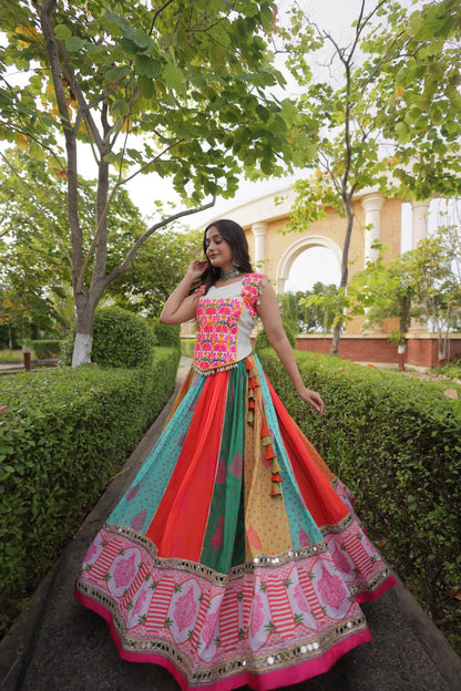 RangBhoomi Cotton Mirror-Lace Lehenga Set — Full-Stitched Festive Navratri Outfit