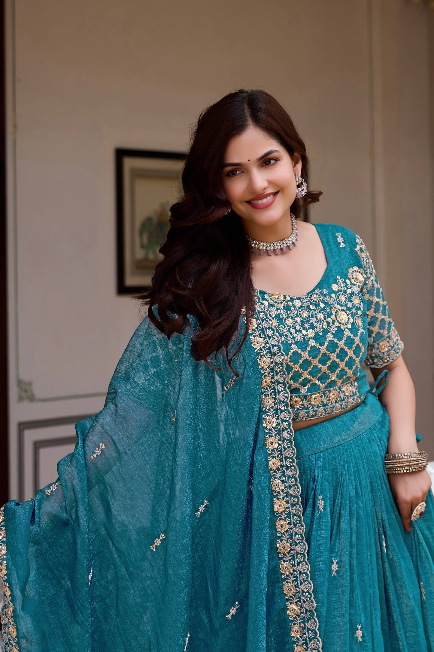 RangBhoomi Real Modeling Wedding Lehenga Choli with Heavy Embroidery and Pure Crunchy Fabric