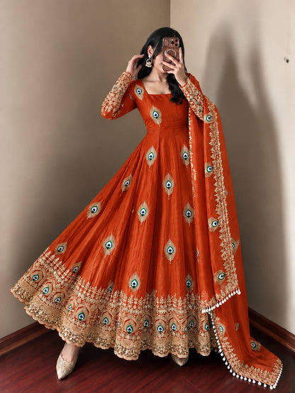 RangBhoomi Fendy Silk Gown with Fully Flair