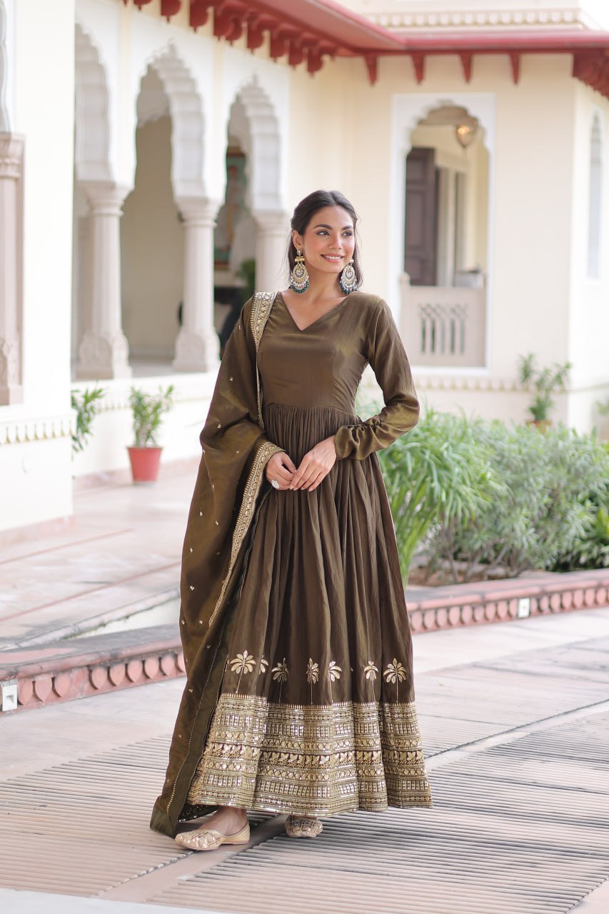 RangBhoomi Elegant Vichitra Silk Gown with Sequined Dupatta Collection 2026