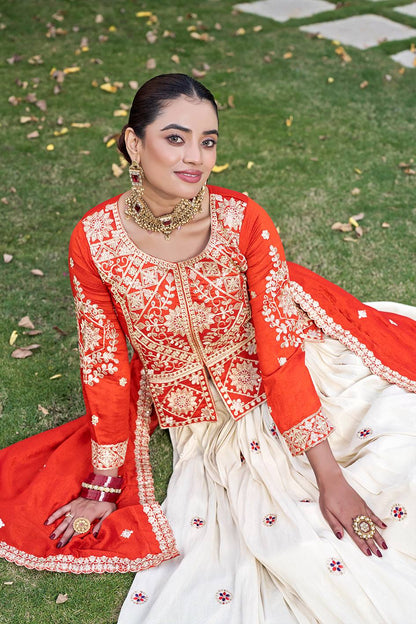 RangBhoomi Elegant Festival Lehenga Choli Set with Heavy Embroidery & Pure Silk Fabric