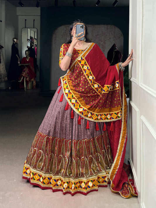 Elegant and Traditional Tasar Silk Lehenga Choli Perfect for Navratri Celebrations