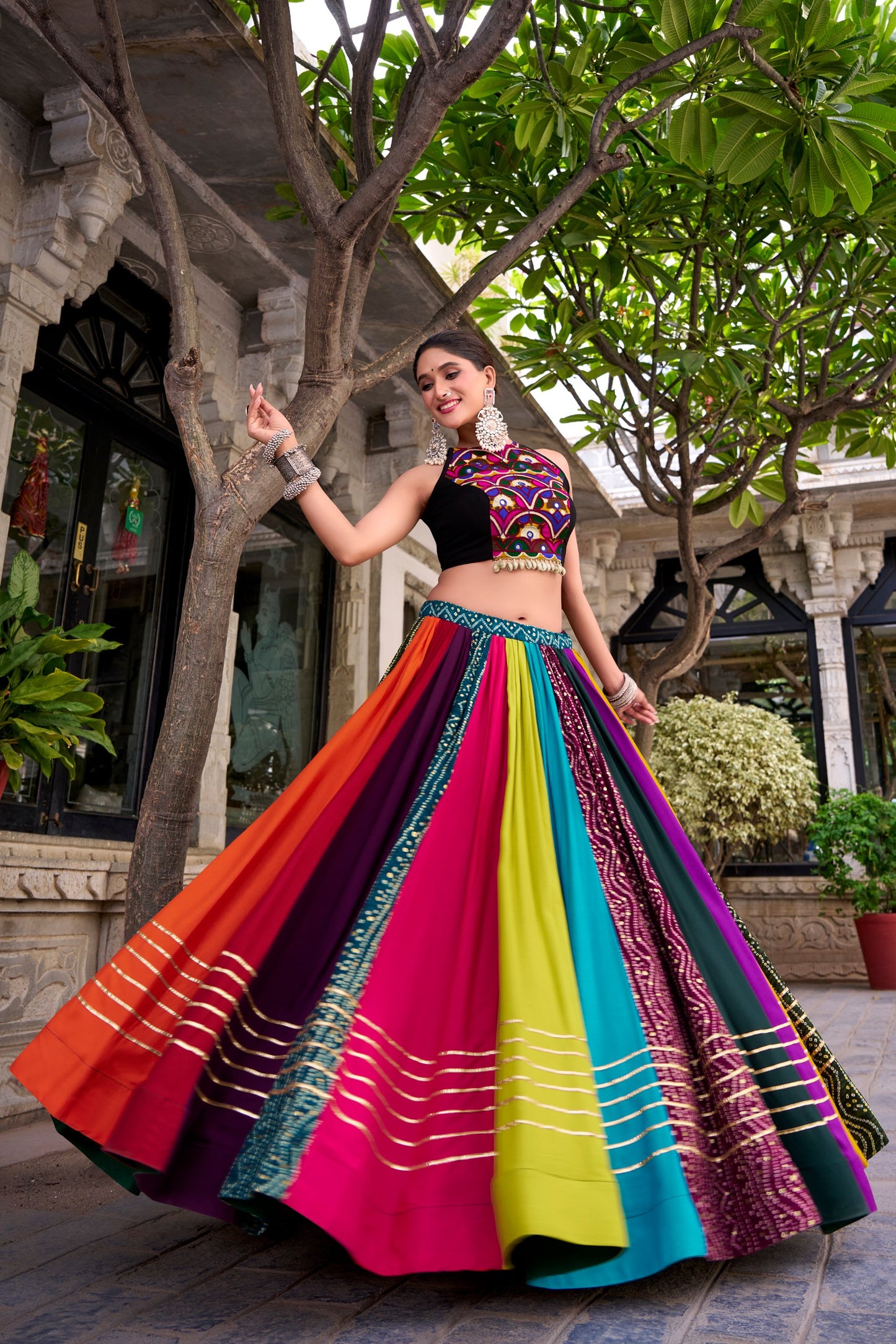 Rainbow Rasiya Navratri Lehenga Set by RangBhoomi