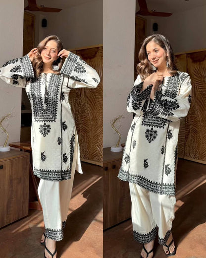 RangBhoomi New Designer Collection Rayon Butti Silk Fully Stitched Top and Bottom Set, Ready to Wear
