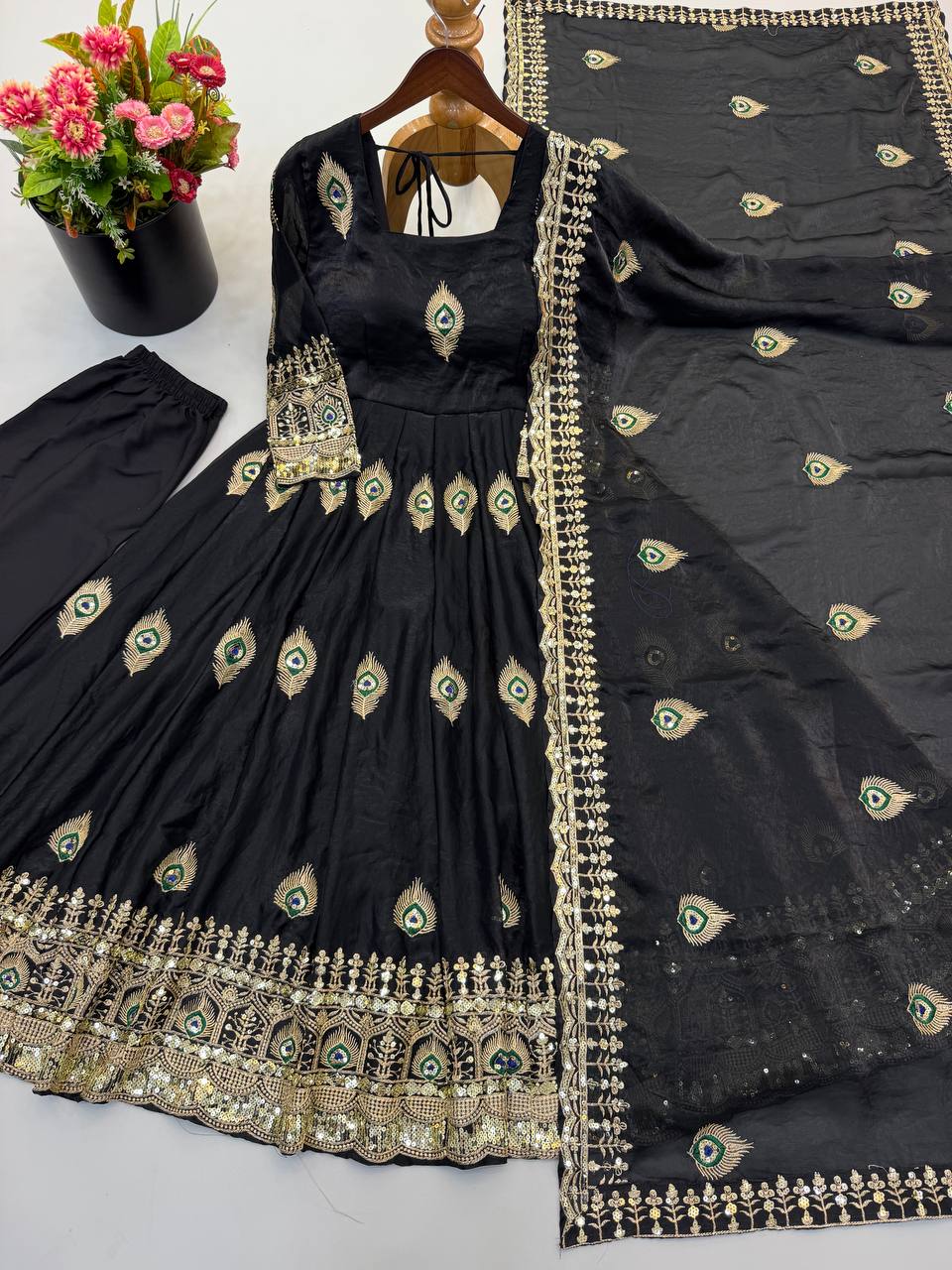 RangBhoomi Fendy Silk Gown with Fully Flair