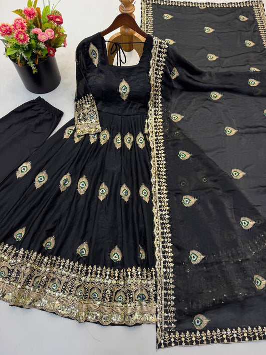 RangBhoomi Fendy Silk Gown with Fully Flair