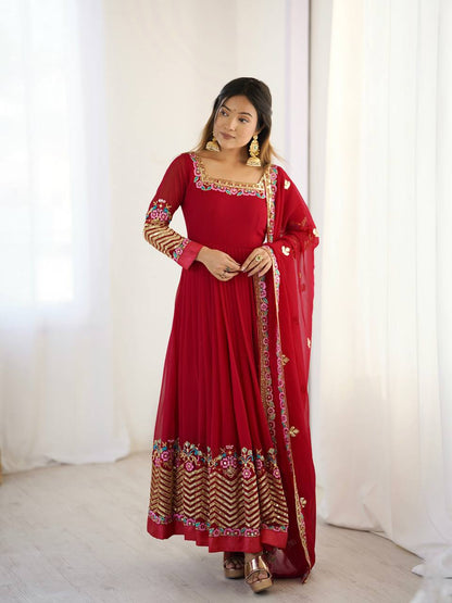 RangBhoomi Heavy Designer Party Gown with Embroidered Dupatta