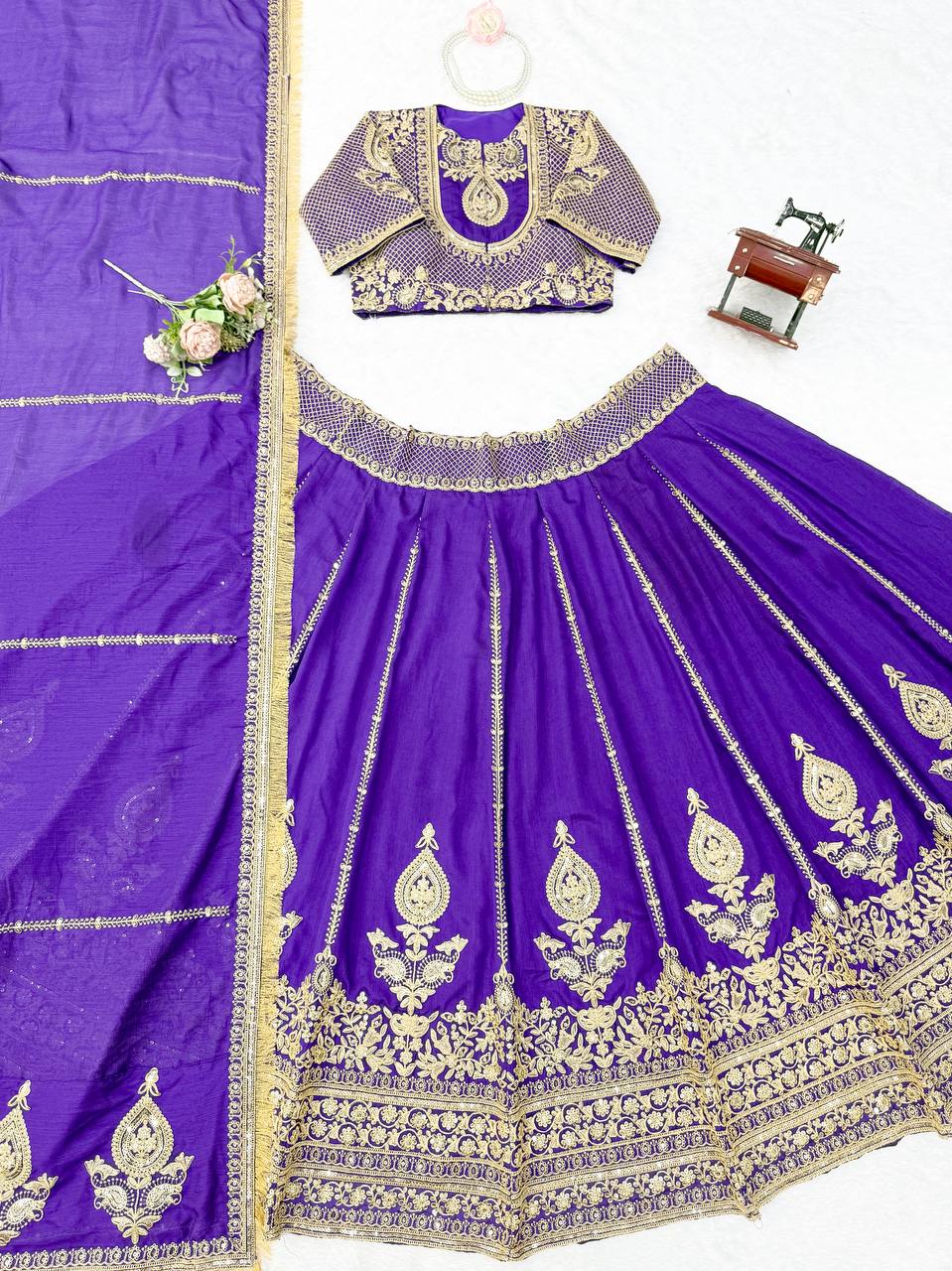 RangBhoomi Heavy Boutique Vichitra Silk Lehenga — Premium Designer Ensemble