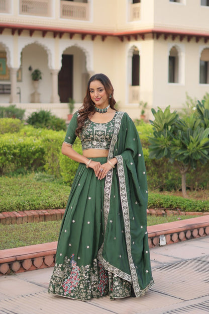RangBhoomi Premium Vichitra Silk Lehenga Choli Set 2026 with Embroidered Sequins, Zari & Thread Work