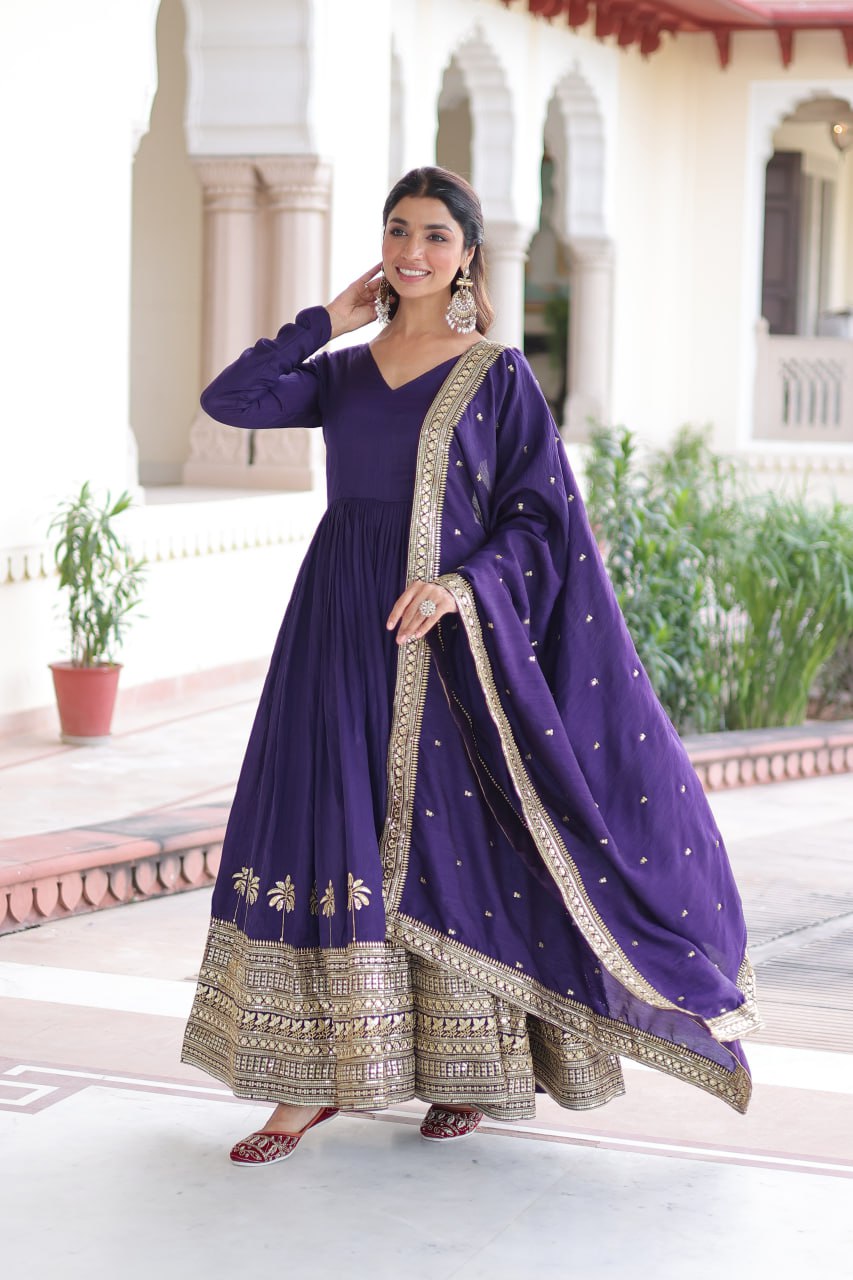 RangBhoomi Elegant Vichitra Silk Gown with Sequined Dupatta Collection 2026