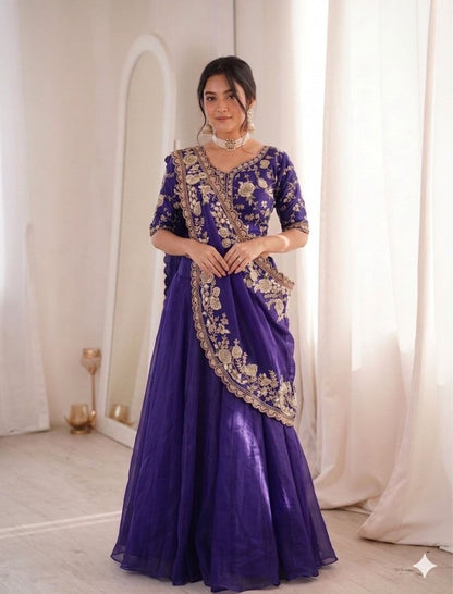 Elegant Embroidered Lehenga Choli Set with Sequence Work – New Arrival by RangBhoomi