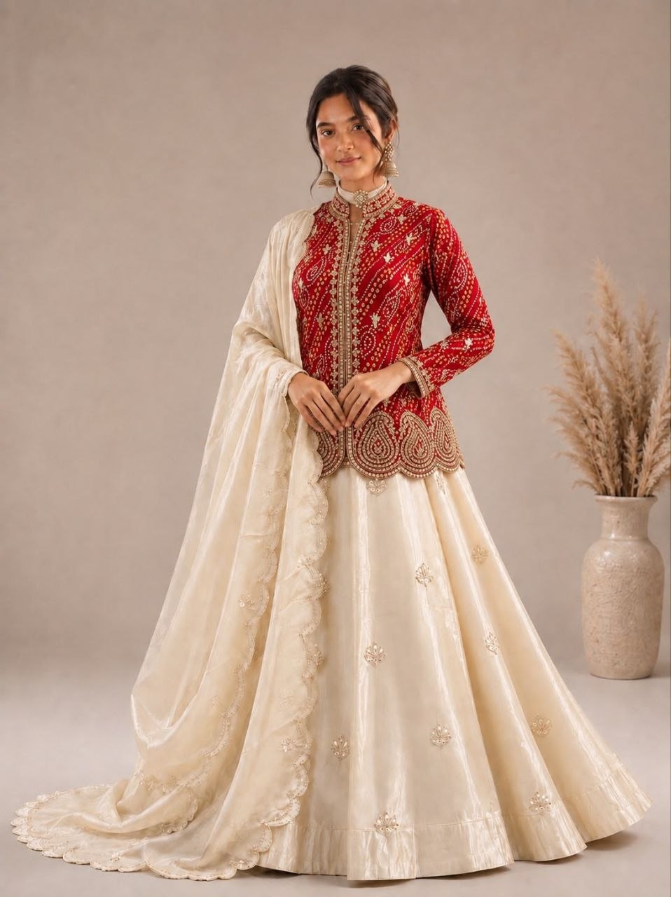 RangBhoomi Embroidered Sequence Jacket and Lehenga Choli - Ready to Wear Festive Set