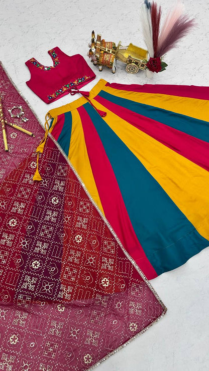 RangBhoomi Navratri Special Cotton Lehenga Choli with Vintage Dupatta — 6m Flair