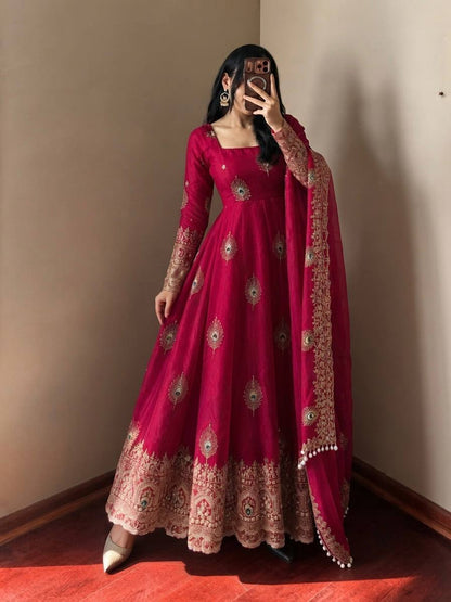 RangBhoomi Fendy Silk Gown with Fully Flair